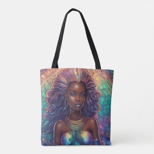 Zwarte Zeemeermin Canvas tas (Achterkant)