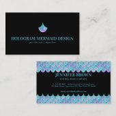 Zwarte zeemeermin hologram staart visitekaartje (Voorkant / Achterkant)
