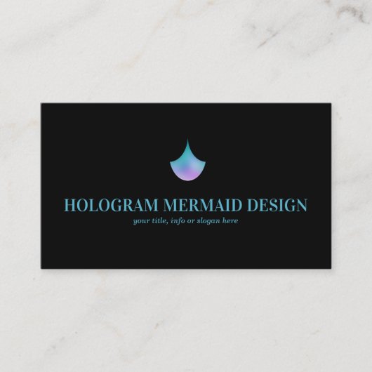 Zwarte zeemeermin hologram staart visitekaartje (Voorkant)
