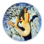 zwarte zeemeermin keramische knop (Voorkant)