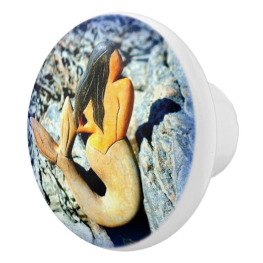 zwarte zeemeermin keramische knop (Rechts)