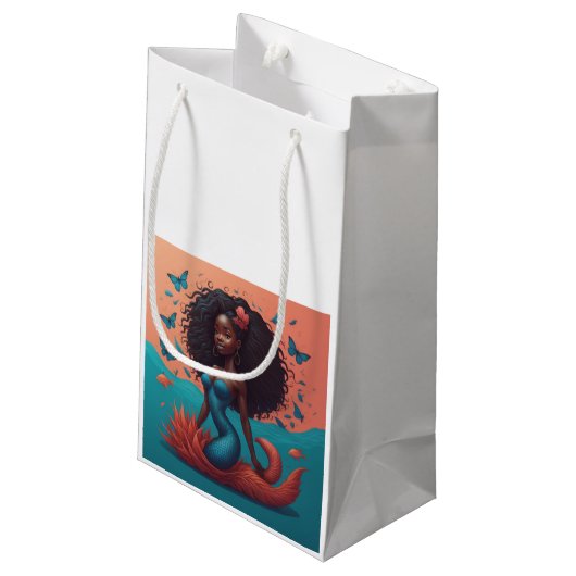 Zwarte Zeemeermin Klein Cadeauzakje (Achterkant Gekanteld)