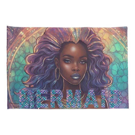 Zwarte Zeemeermin Kussensloop (Achterkant-Rechts)