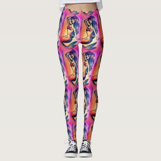 zwarte zeemeermin leggings (Voorkant)