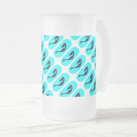 zwarte zeemeermin matglas bierpul (Voorkant rechts)