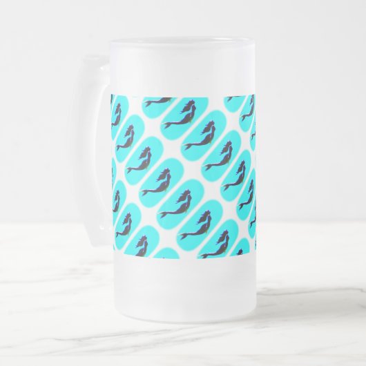 zwarte zeemeermin matglas bierpul (Voorkant links)