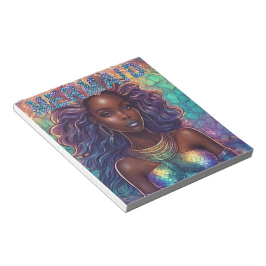 Zwarte Zeemeermin Notitieblok (Schuin)