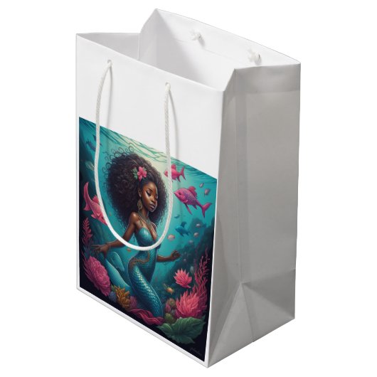 zwarte zeemeermin oceaan medium cadeauzakje (Achterkant Gekanteld)