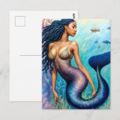 Zwarte zeemeermin onder water briefkaart (Voorkant / Achterkant)