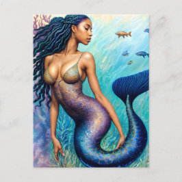 Zwarte zeemeermin onder water briefkaart