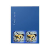 zwarte zeemeermin op blauw notitieblok (Linkerzijde)