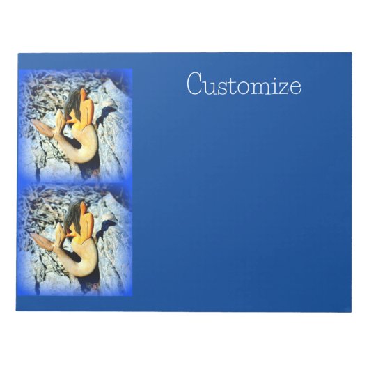 zwarte zeemeermin op blauw notitieblok (Voorkant)