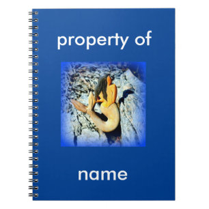 zwarte zeemeermin op blauw notitieboek