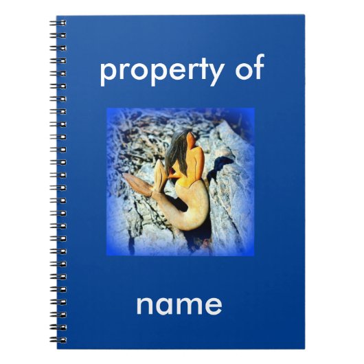 zwarte zeemeermin op blauw notitieboek (Voorkant)