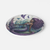 Zwarte Zeemeermin Paarse Papieren Bordje (Gekanteld)