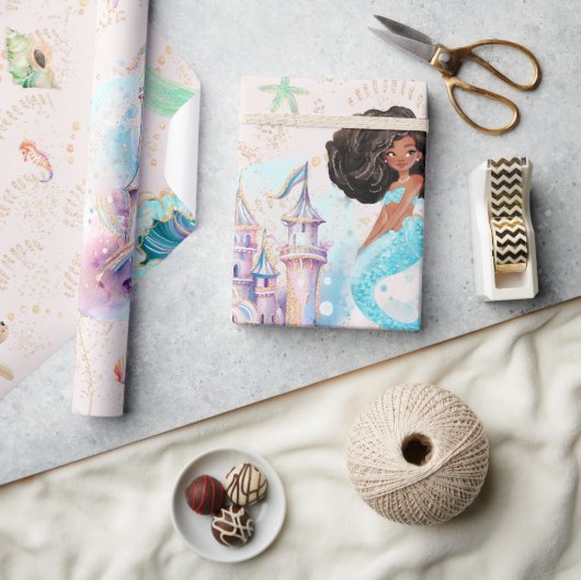 Zwarte zeemeermin prinses | Onder het Zee Cadeaupapier (Crafts)