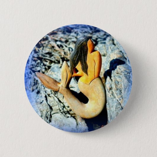 zwarte zeemeermin ronde button 5,7 cm (Voorkant)
