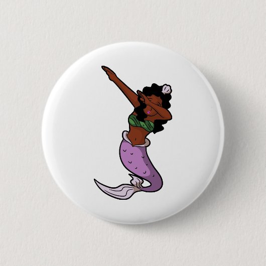 zwarte zeemeermin ronde button 5,7 cm (Voorkant)