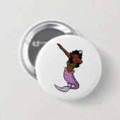 zwarte zeemeermin ronde button 5,7 cm (Voorkant /achterkant)