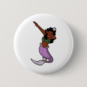 zwarte zeemeermin ronde button 5,7 cm