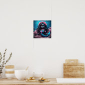 Zwarte Zeemeermin Roze 2 Poster (Keuken)