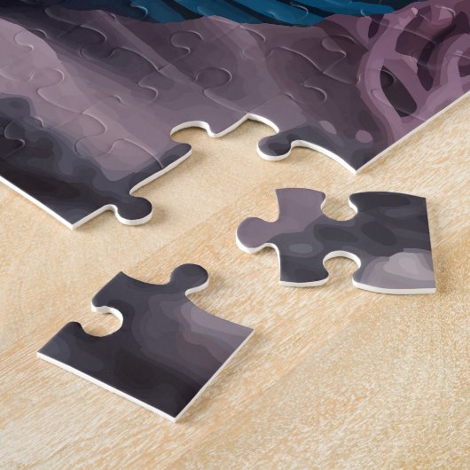 Zwarte Zeemeermin Roze 2 puzzel Legpuzzel (Zijkant)