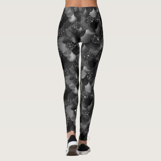 Zwarte Zeemeermin-schalen Leggings (Achterkant)