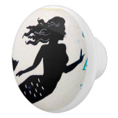 Zwarte zeemeermin silhouet Thunder_Cove Keramische Knop (Rechts)