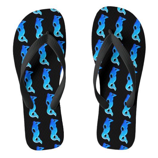 zwarte zeemeermin teenslippers (Voetbed)