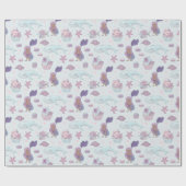 Zwarte Zeemeermin Thema Verjaardagsfeestpastel Bla Cadeaupapier (Vlak)