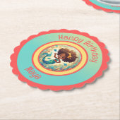 Zwarte Zeemeermin Verjaardag Kartonnen Onderzetters (Gekanteld)