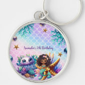 Zwarte Zeemeermin Verjaardag Sleutelhanger (Voorkant)