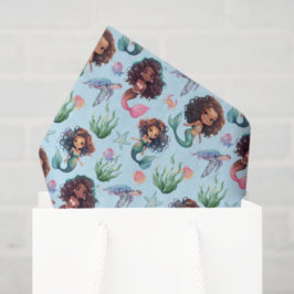 Zwarte Zeemeermin Verjaardag Tissuepapier in Blauw