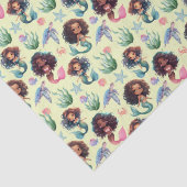 Zwarte Zeemeermin Verjaardag Tissuepapier in Geel (Detail)