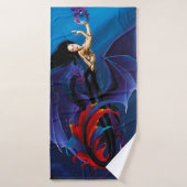 Zwarte Zeemeermin Water Dragons Paarse Badhanddoek (Badhanddoek)
