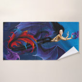 Zwarte Zeemeermin Water Dragons Paarse Badhanddoek (Badhanddoek)