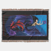 Zwarte Zeemeermin Water Dragons Paarse Deken (Voorkant)