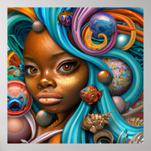 Zwarte Zeemeerminnen Melanine Zeemeermin Oceaan Ze Poster