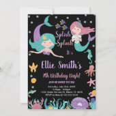 Zwarte Zeemeerminnen onder het zee Verjaardagsuitn Kaart (Voorkant)