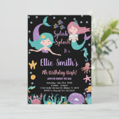 Zwarte Zeemeerminnen onder het zee Verjaardagsuitn Kaart (Staand voorkant)