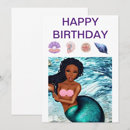 Zwarte Zeemeerminnende mooie bruine schouderriemen Save The Date (Voorkant / Achterkant)