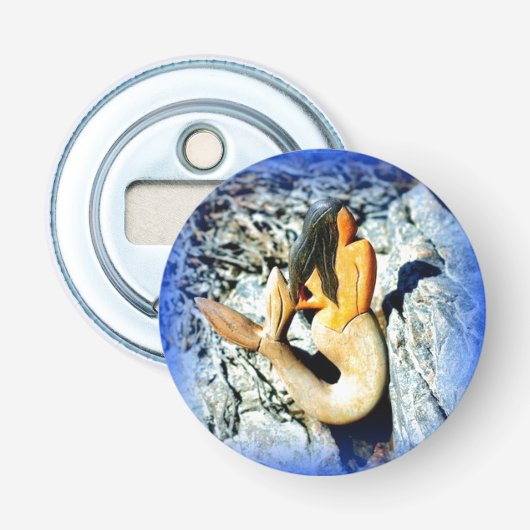 zwarte zeemieblauw button flesopener (Voorkant)