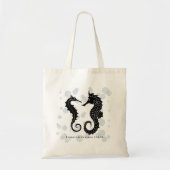 Zwarte Zeepaardjes Zee thema bruiloft Canvas tasse Tote Bag (Voorkant)