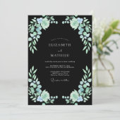 Zwarte Zeeschuim Succulente Eucalyptus Bruiloft Kaart (Staand voorkant)