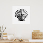 Zwarte ZeeShell Pilgrim Mussel Illustratie Poster (Keuken)