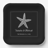 Zwarte Zeesterren Trouwpapier Borden Papieren Bordje (Voorkant)