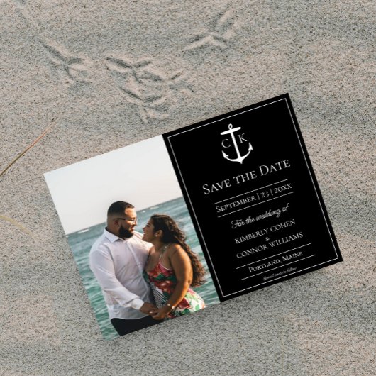 Zwarte Zeevaart Monogram Foto Save The Date