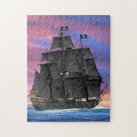 Zwarte zeilen van de zeven zeeën legpuzzel (Verticaal)