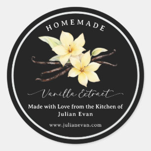 Zwarte zelfgemaakte vanille-extract label Sticker