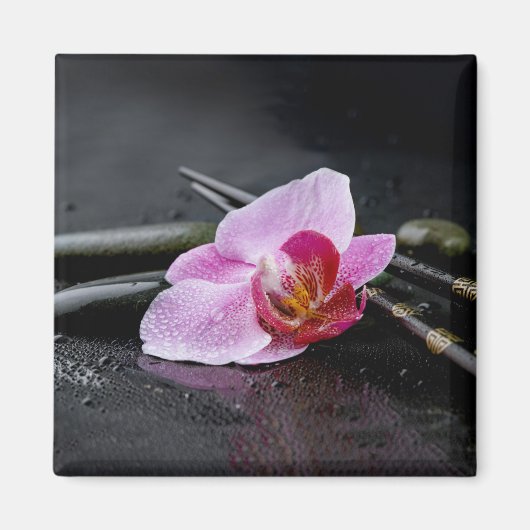 Zwarte zen orchidee magneet (Voorkant)